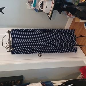 Womans long skirt with elastic waist blue and white